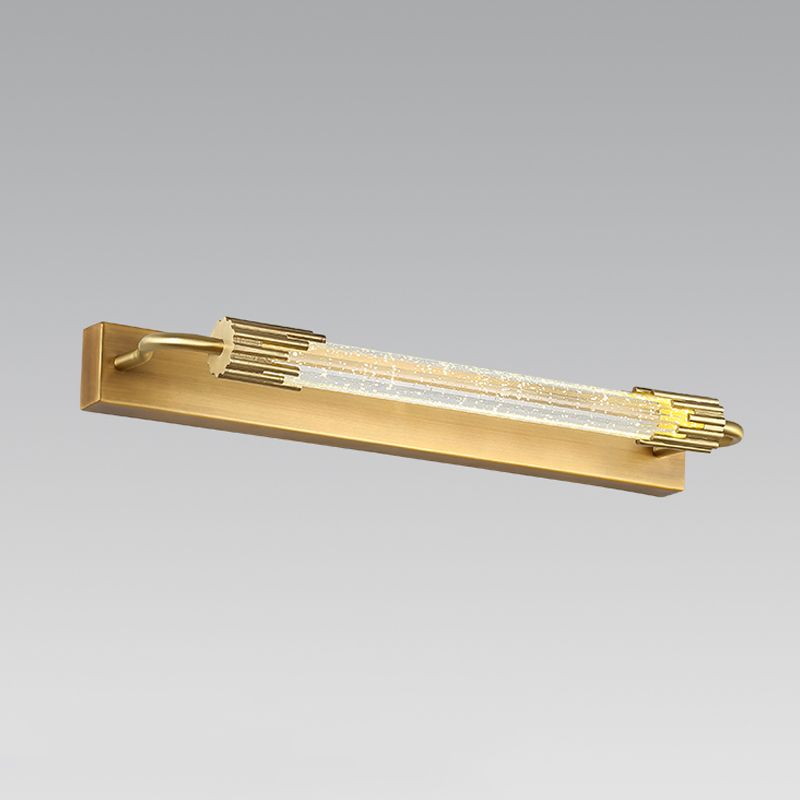 Geometric Shade 1-Light Mirror Wall Sconce Modern Style Crystal Wall Mount Light Fixture in Brass