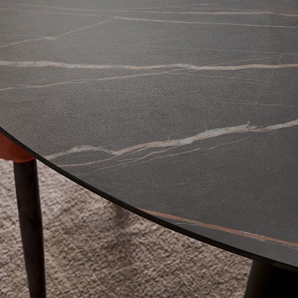 Round Sintered Stone Dining Table Modern Furniture with Pedestal Base for Home