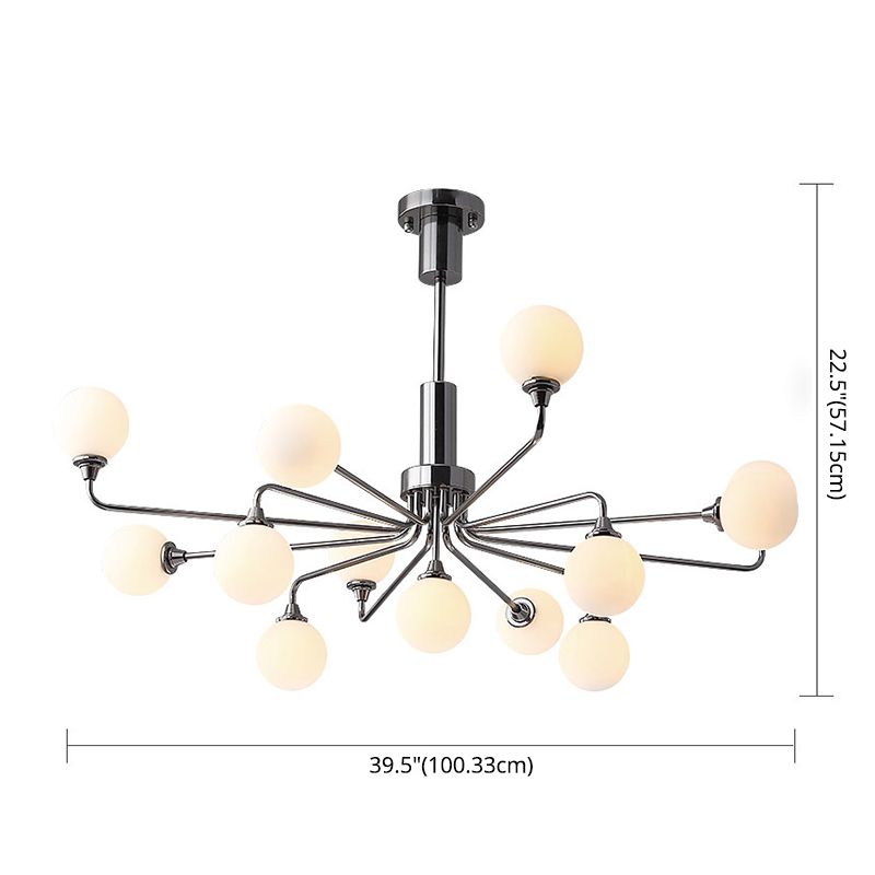 Modern Metal Hanging Chandelier Light Glass Shade Ceiling Chandelier in Sliver for Living Room