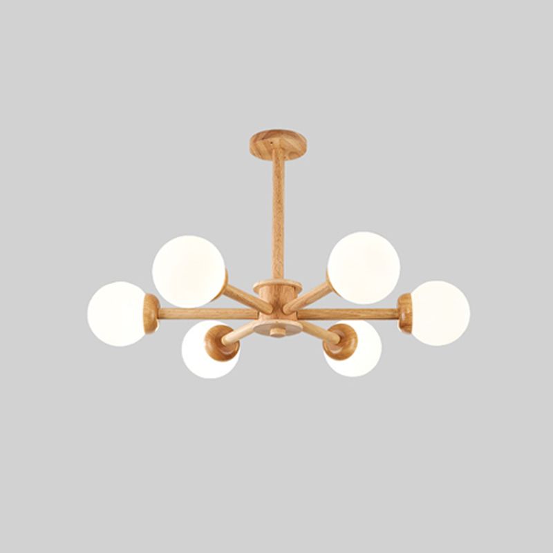 Globe Chandelier Light Fixtures Modern Multi-Head Beige Chandelier Lamp with Glass Shade