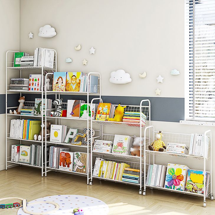 Modern Style Bookshelf Etagere Open Back Metal Bookcase for Home