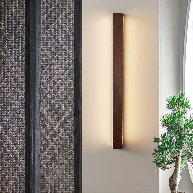 Wood Linear 1-Light Wall Sconce Contemporary Wall Mounted Lamp for Bedroom