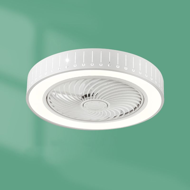 Unsichtbarer, trommelförmiger Lüfterlicht Kit Nordische Acryl weiße LED Semi Flush Light für Schlafzimmer