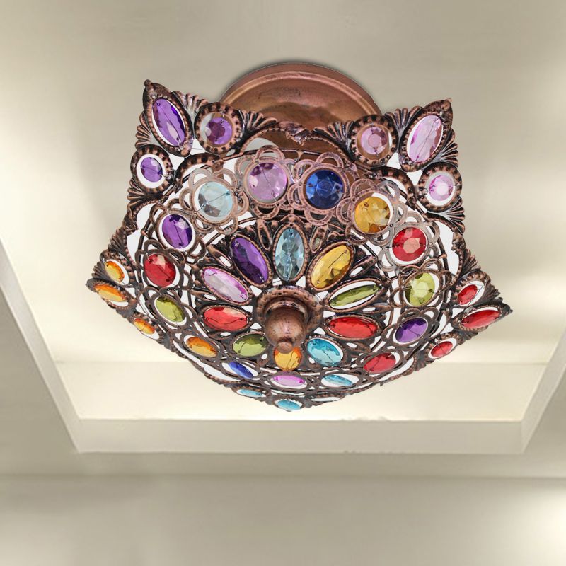 Holle woonkamer plafondarmatuur traditioneel metaal 3 koppen messing inbouwverlichting