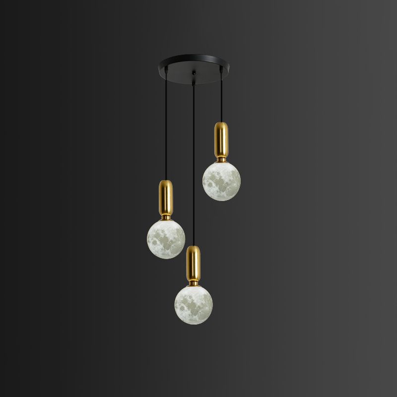 Modern Style Ceiling Light with Moon Design Glass Shape Cluster Lighting