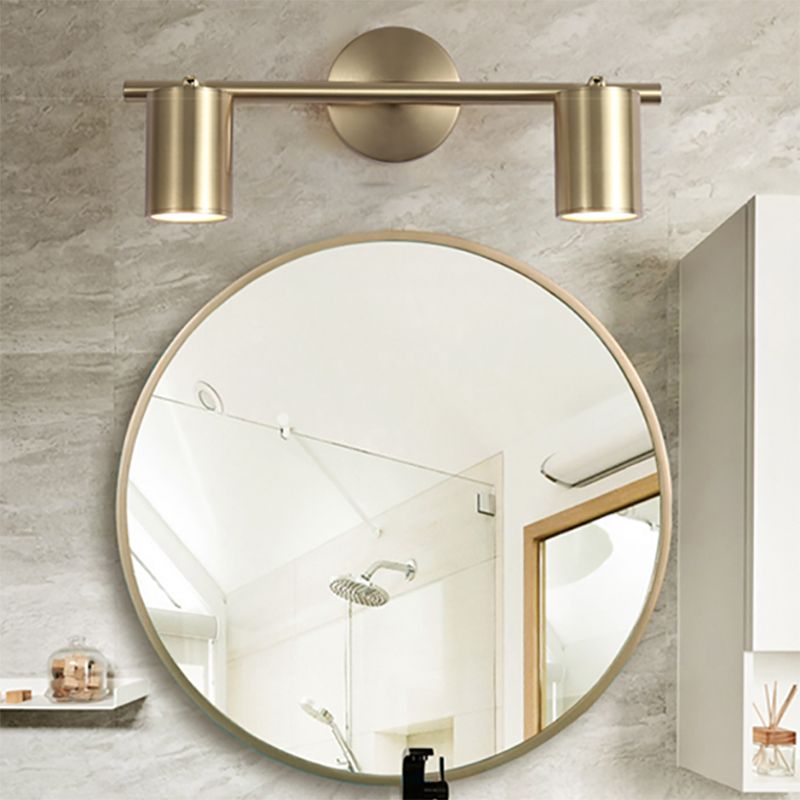 Gold Cylinder Mirror Light Modern Style Metal Wall Mount Lighting Fixture