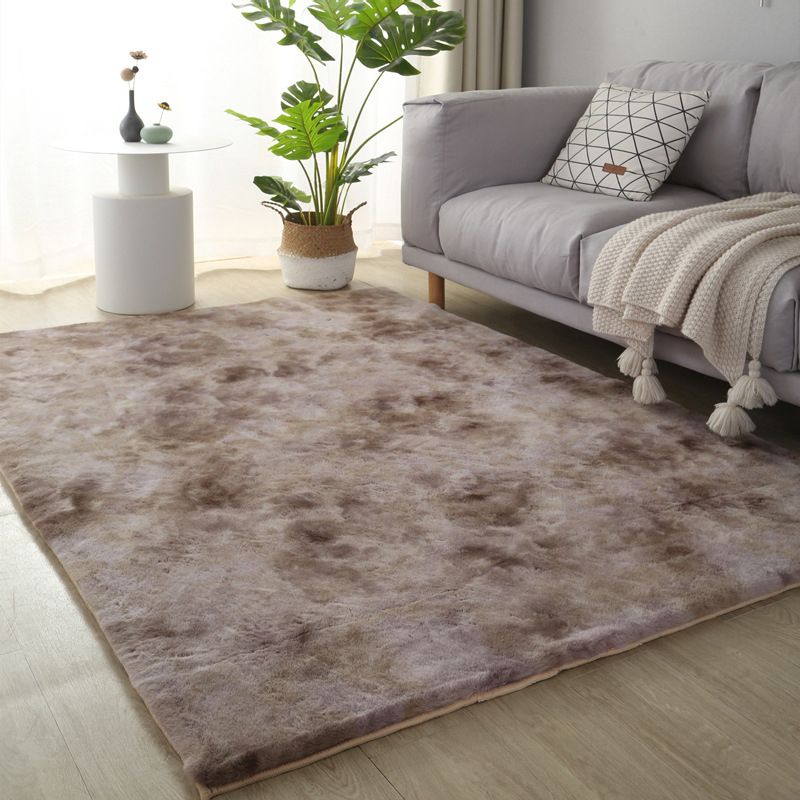 Trendy Plain Shag Area Rug Creative Polyester Rug Anti-Slip Backing Carpet for Home Decor