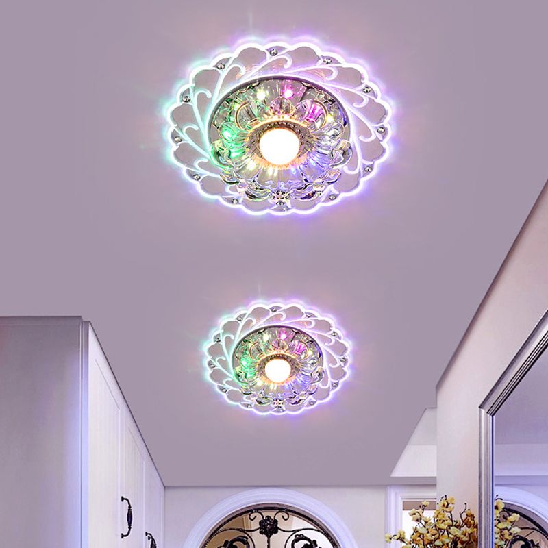 Bloom Flushmount Lighting Modernity - Lámpara de techo LED de cristal facetado transparente