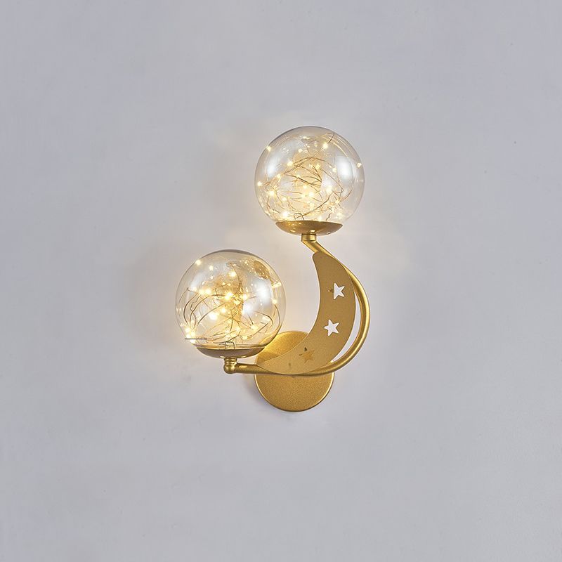 Modern Romantic LED Wall Lamp Wrought Iron Babysbreath Wall Sconce with Glass Shade