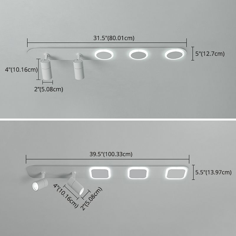 Luz de techo de semi-ras de LED rectangulares en blanco en simplicidad moderna Montaje a ras de hierro forjado con sombra acrílica