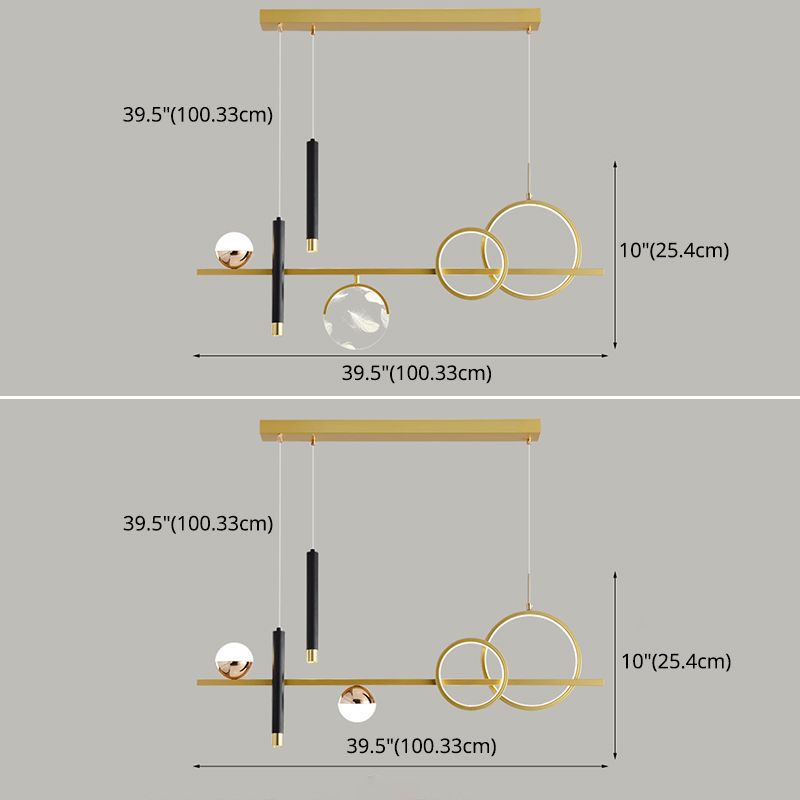Modern Straight Bars Island Chandelier Lights Metal Island Lighting