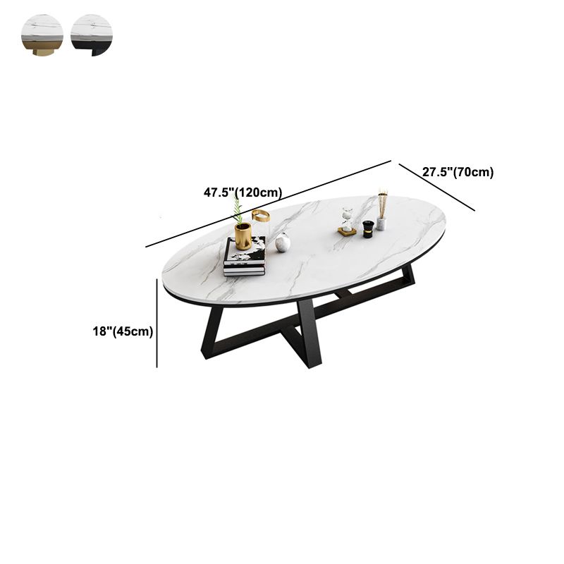 Cross Legs Coffee Table Round/Oval Cocktail Table with Gold/Black Legs