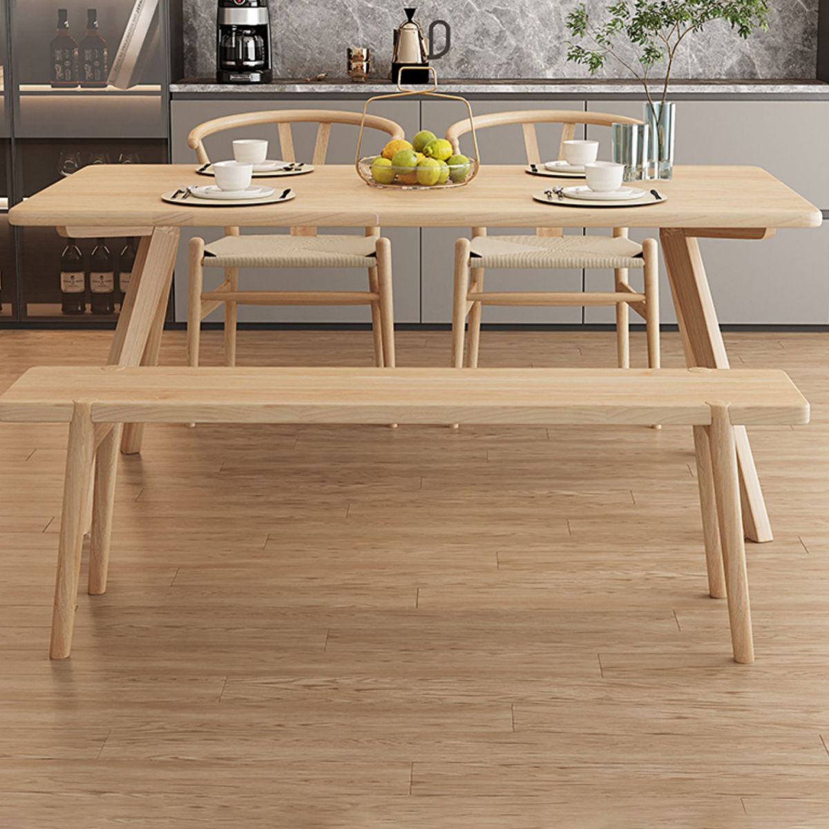 Pine Solid Wood Dining Table Rectangle Dining Table in Natural