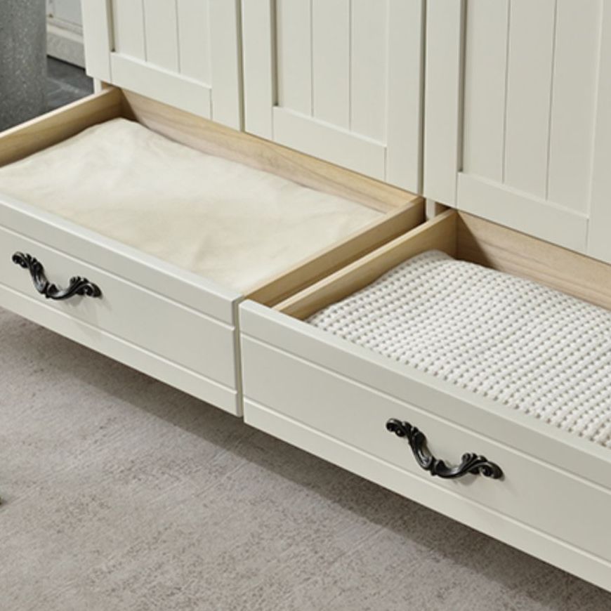 Solid Wood Kid's Wardrobe Contemporary Kids Closet with Lower Storage Drawers