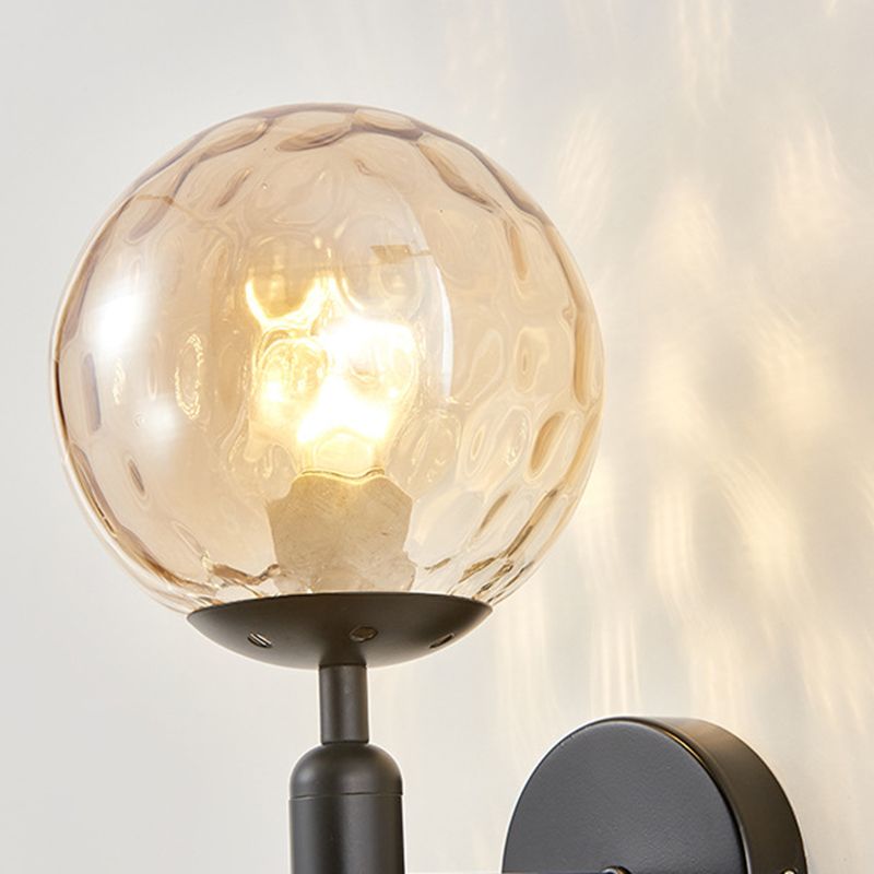 Modern Metal Wall Sconce Ball Shape Vanity Light with Glass Shade for Bathroom