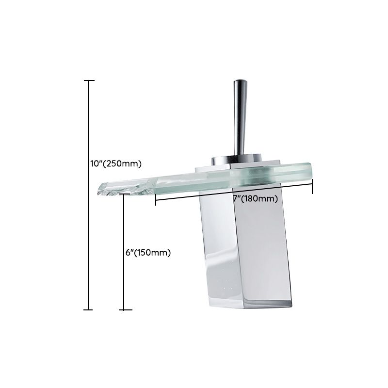 Bathroom LED Faucet Light Lever Handle Waterfall Spout Faucet