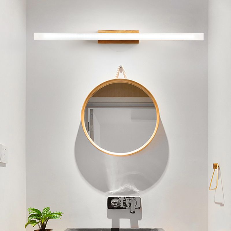 Wood Linear Mirror Lighting Nordic Style LED Wall Mounted Light Fixture