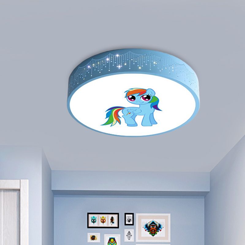 Lámparas LED incrustadas de dibujos animados, lámpara de techo con patrón de Unicornio rosa / azul, con pantalla de acrílico