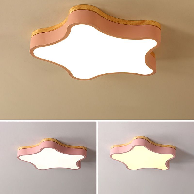 Lampe LED étoile à cinq branches, plafonnier encastré avec abat-jour en acrylique blanc pour chambre à coucher