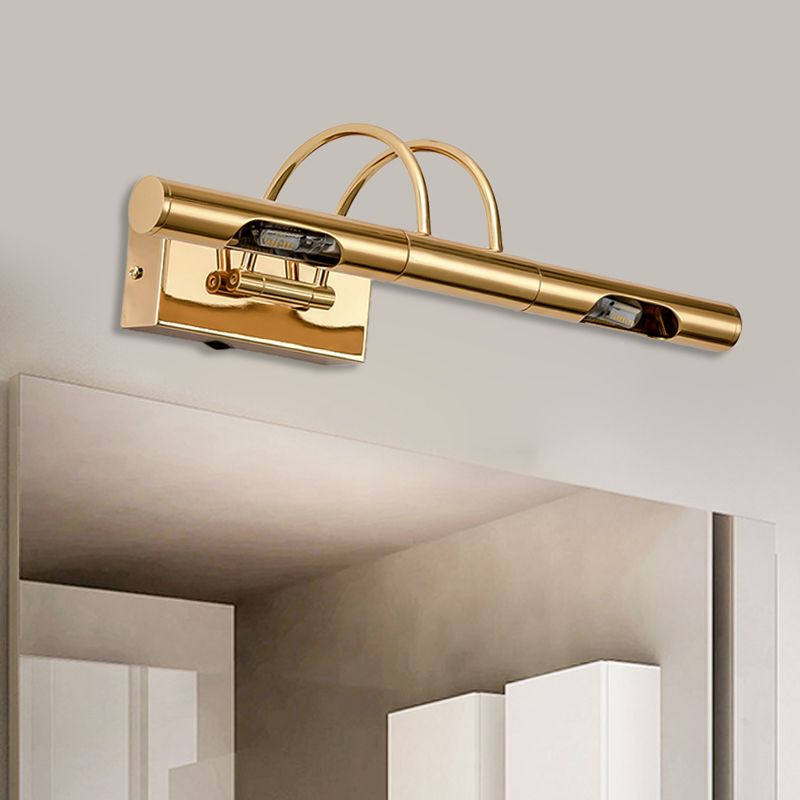 LED Metal Vanity Lamp Classic Gold Swing Arm Bathroom Sconce Light Fixture in White/Warm/Natural Light