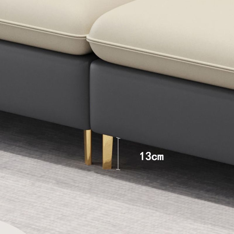 106.3" W Square Arm Sofa & Chaise, Faux Leather Sectional Sofa