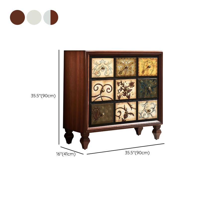 American Traditional Wooden Storage Chest Home Horizontal Chest with Drawers