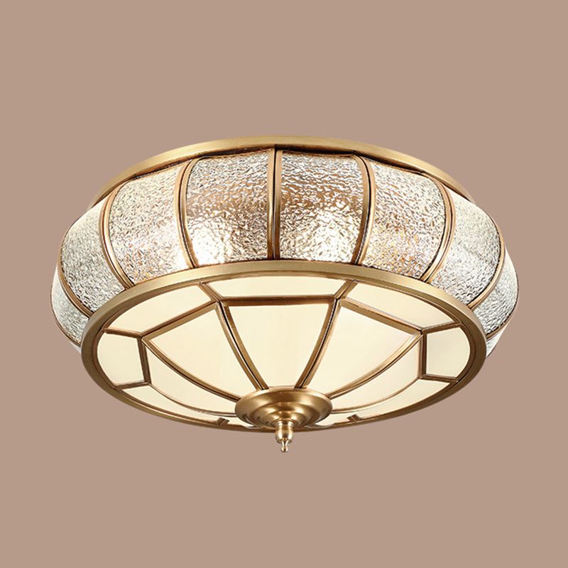 Colonial Vintage cuivre intérieur encastré laiton Bowl suspension avec abat - jour en verre dépoli