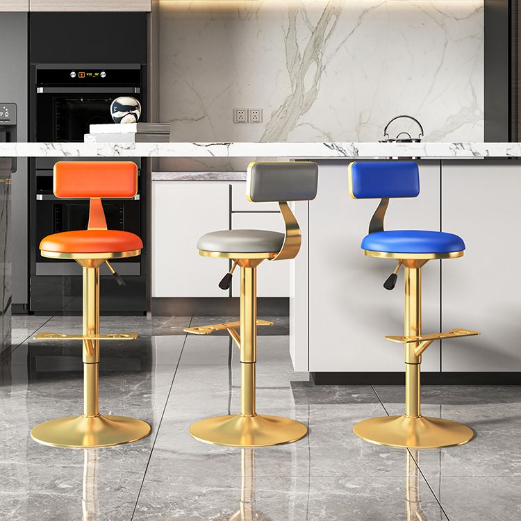 Glam Jewelry Shop Adjustable Height Stool Matte Finish Leather Barstool