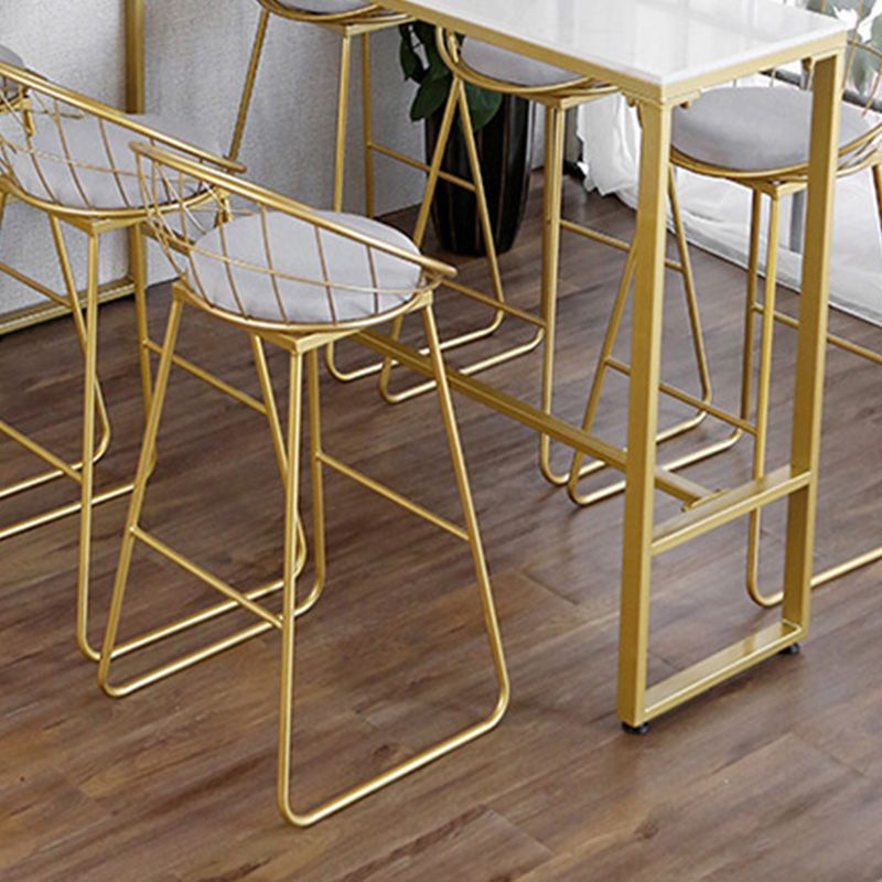 Glam Bar-height Table White Stone Top Pub Table with Gold Base