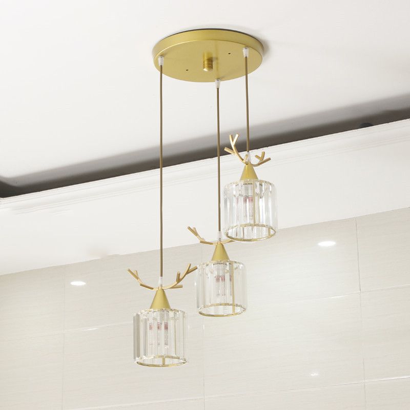 Cylinder Shape Hanging Lights Modern Style Crystal Hanging Light Fixtures