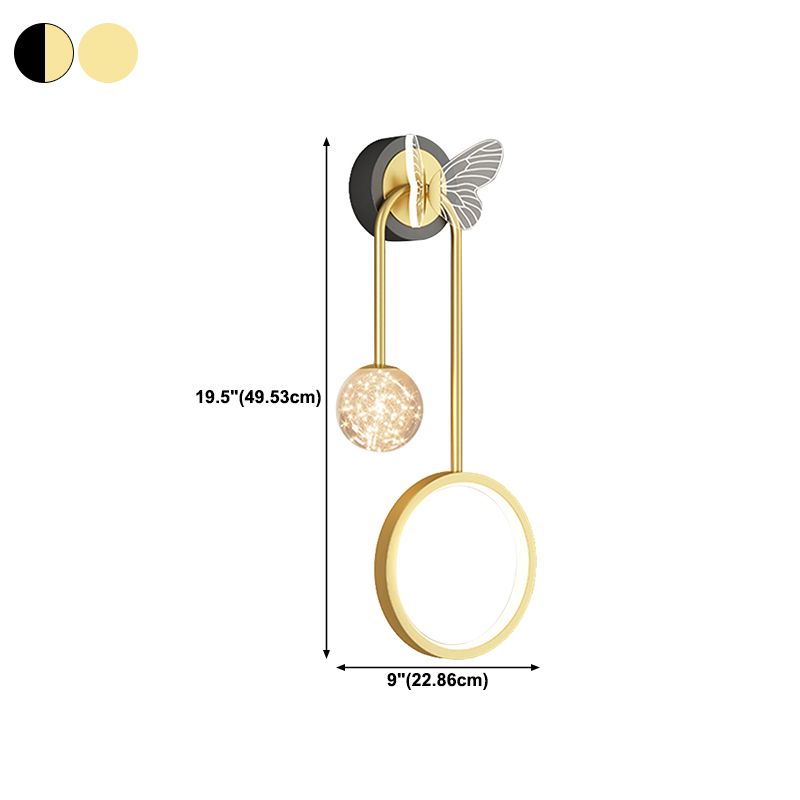 Light Luxury Iron Wall Light Geometry LED Wall Lamp with Glass Shade for Bedroom