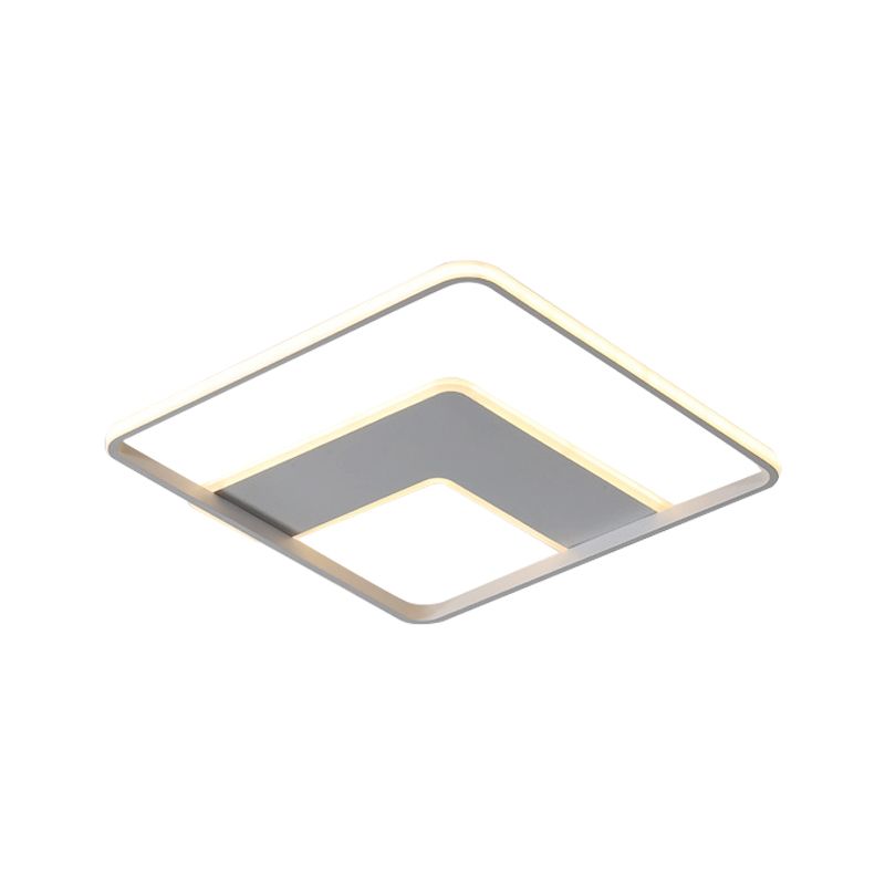 Nordic Square Flush Mount Acrylic LED Bedroom Flushmount Lighting in White, 16.5"/20.5" Width