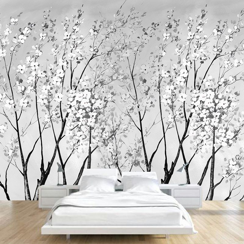 Big Photography Sakura Blossoms Mural Wallpaper Guest Room Decorative Wall Art in Soft Color, Made to Measure