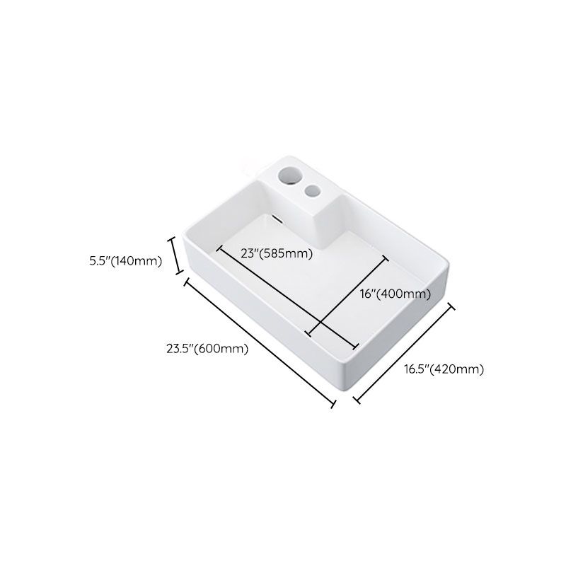Modern Bathroom Sink White Ceramic Rectangular Bathroom Vessel Sink