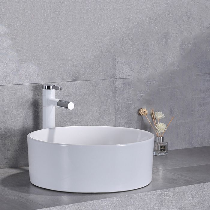 Contemporary Trough Sink Porcelain Trough Bathroom Sink with Faucet Included