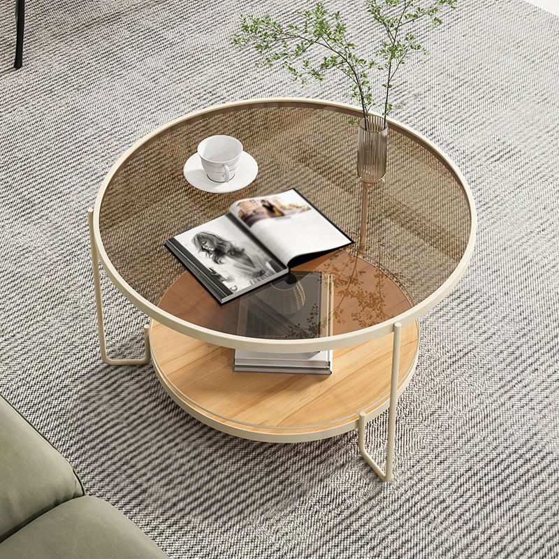 Scandinavian Round 3 Legs Coffee Table with Storage Shelf Cocktail Table