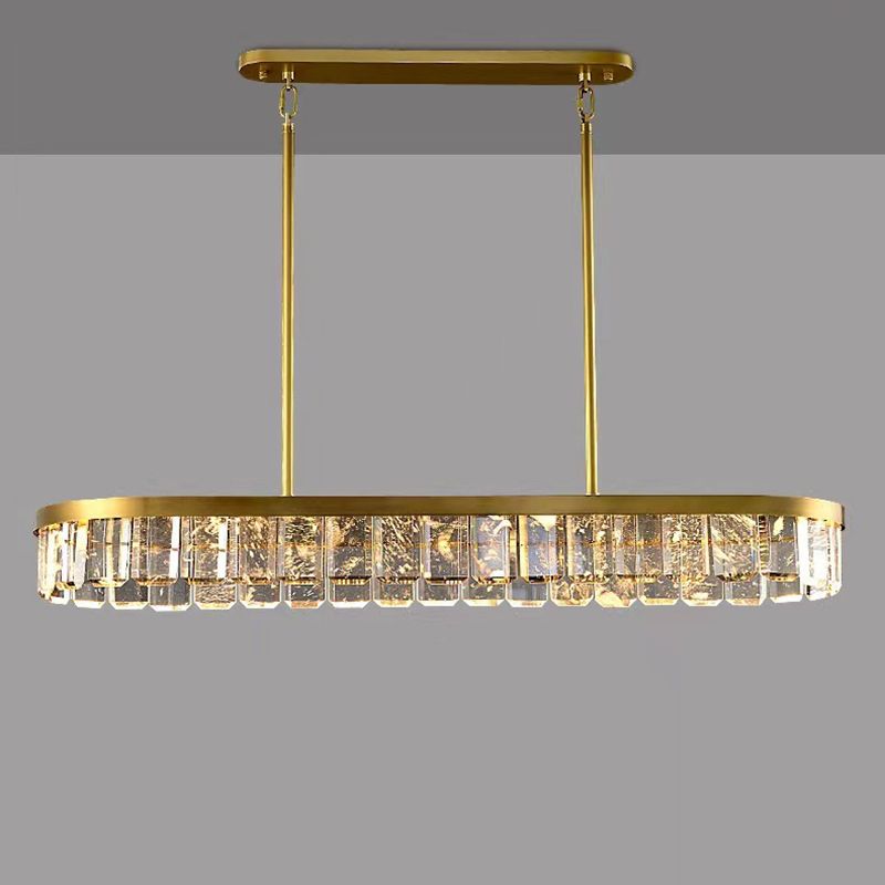 Oval Crystal Island Pendant Lighting Contemporary Dining Room Island Light Fixtures