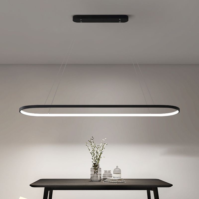 Contemporary Linear Shape Pendant Lighting Fixture Metal 1 Light Island Pendant Light