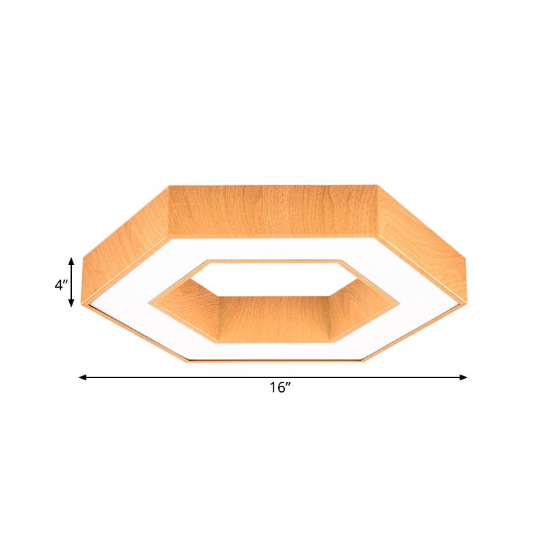 Hexagon Wooden Flush Mount Lighting Modern Led 16 "/23.5" Wide Beige Flush Mount Ceiling Fixture