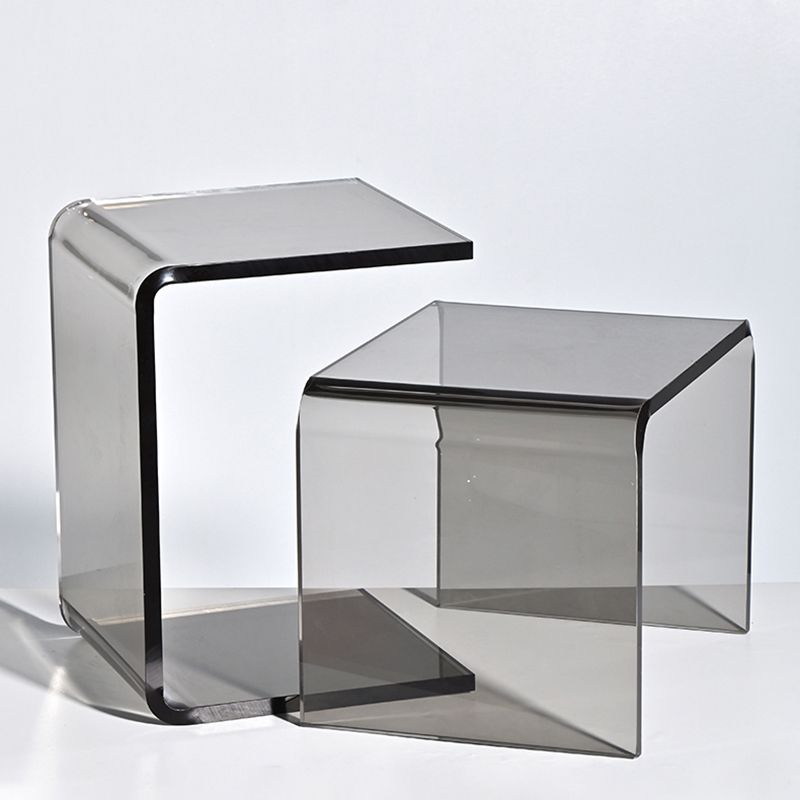 Modern Rectangular Glass Side End Table Sled Side Table for Living Room
