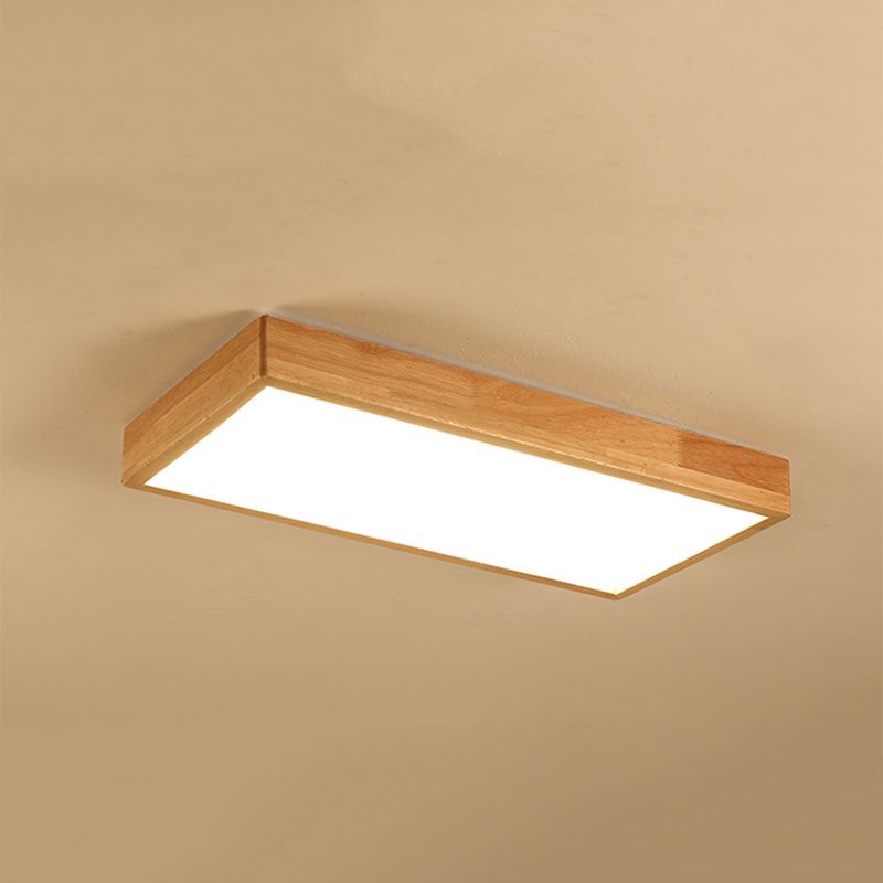 Plafonnier LED Log Color de simplicité moderne, plafonnier rectangulaire en bois avec abat-jour en acrylique