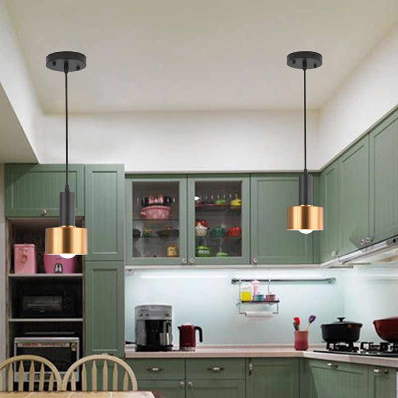 Grenade Shaped Pendulum Light Postmodern Metal 1 Bulb Black-Brass Hanging Pendant