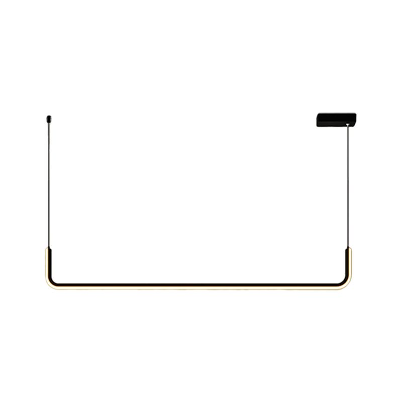 Simple LED Multi Ceiling Light with Metal Shade Black/Gold Linear Pendant in Warm/White Light, 35.5"/47" Long