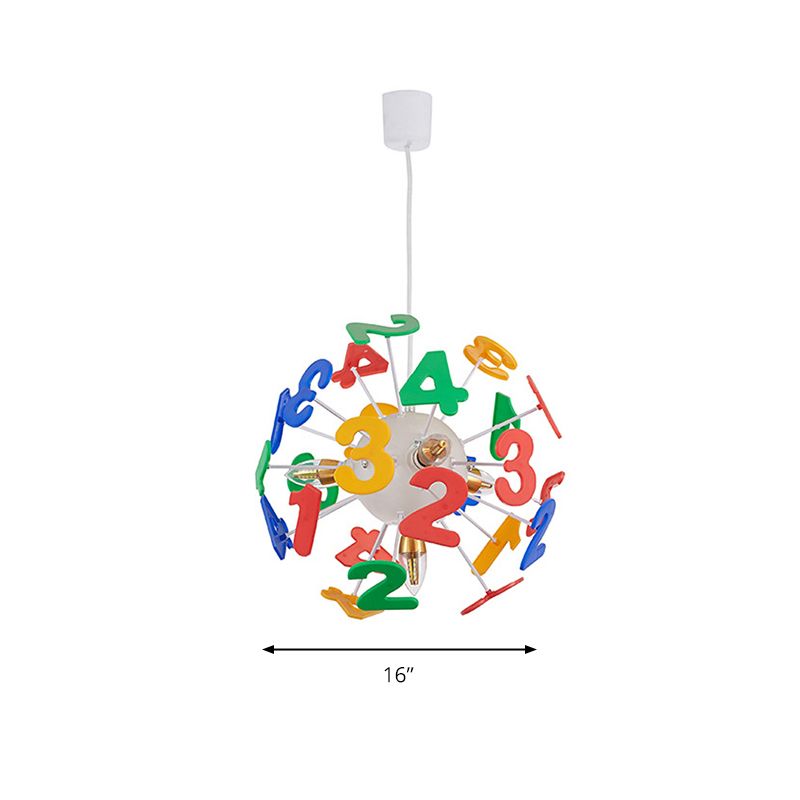 Kids Globe Ceiling Pendant 4 Lights Plastic Multi-Color Hanging Light for Nursing Room