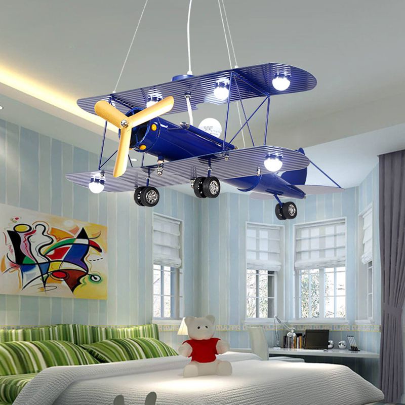 Contemporary Aircraft Shaped Chandelier Lighting Metal Kindergarten LED Pendant Light