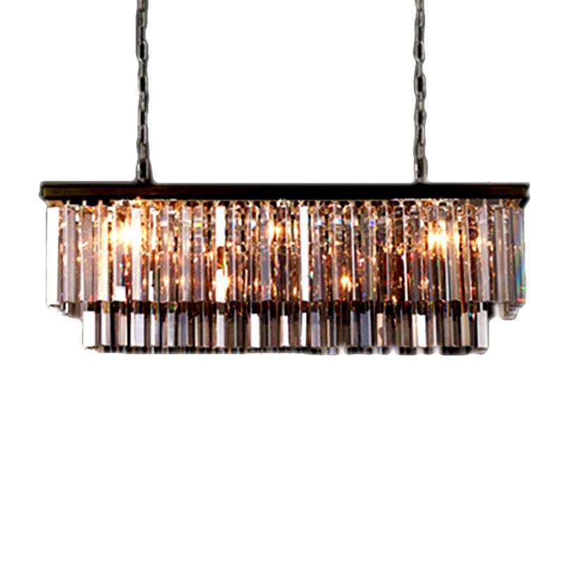 Colgante de cristal rectángulo colgante lineal comedor moderno de la isla de la isla de la isla