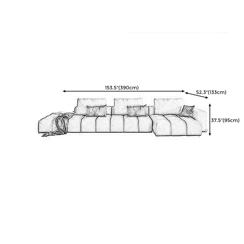 Nordic Cream Square Arm Sofa Faux Leather Cushion Back Sectional for Living Room