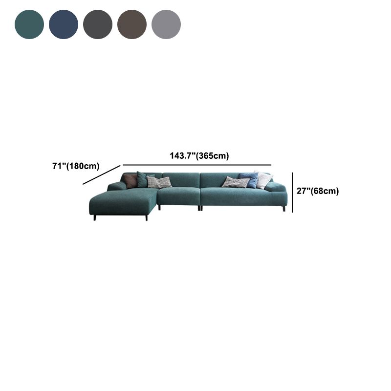 L-shape 4-seater Fabric Sectional Recessed Armed Sectional Sofa