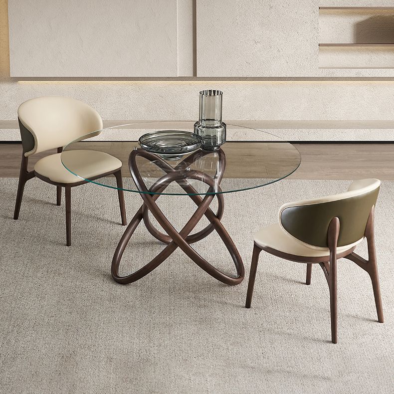 Open Back Solid Wood and Upholstered Contemporary Dining Chairs