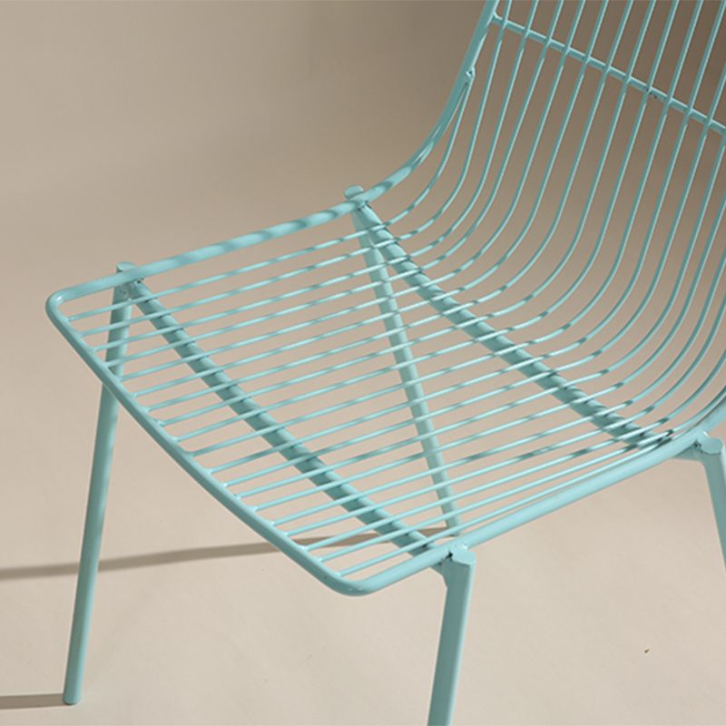 Black/Blue Outdoors Dining Chairs Modern Metal Stacking Patio Dining Chair